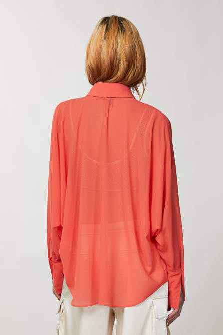 Oversized shirt with long cuff, Orange, Patrizia Pepe