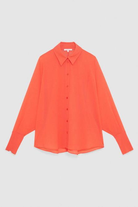 Oversized shirt with long cuff, Orange, Patrizia Pepe