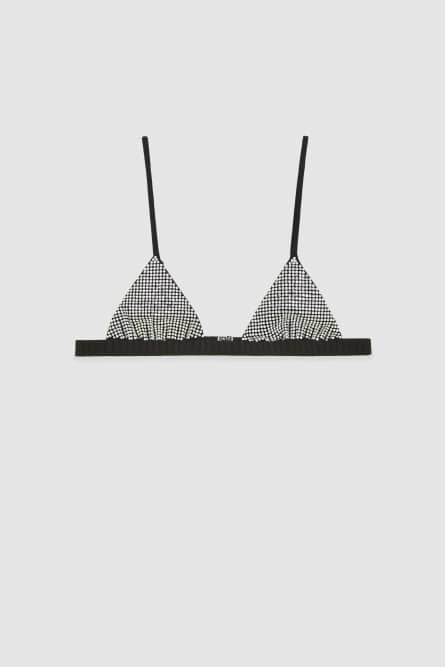 Rhinestone-detailed bra, Black, Patrizia Pepe
