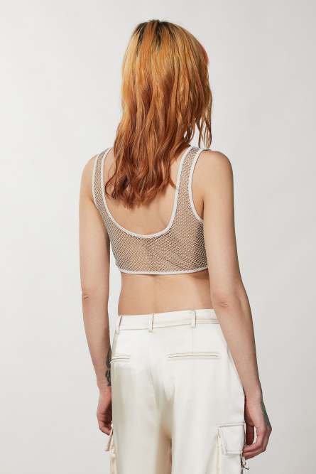 Mesh top with rhinestones, Beige, Patrizia Pepe