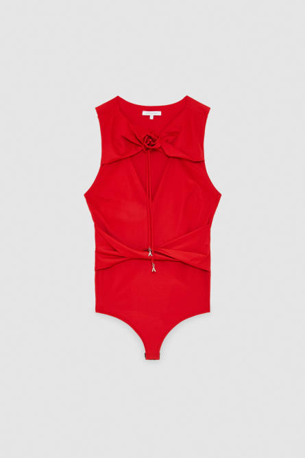 Knotted bodysuit, Red, Patrizia Pepe