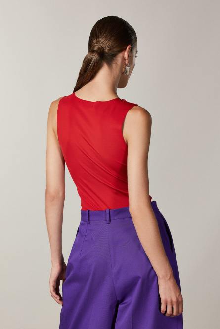 Knotted bodysuit, Red, Patrizia Pepe