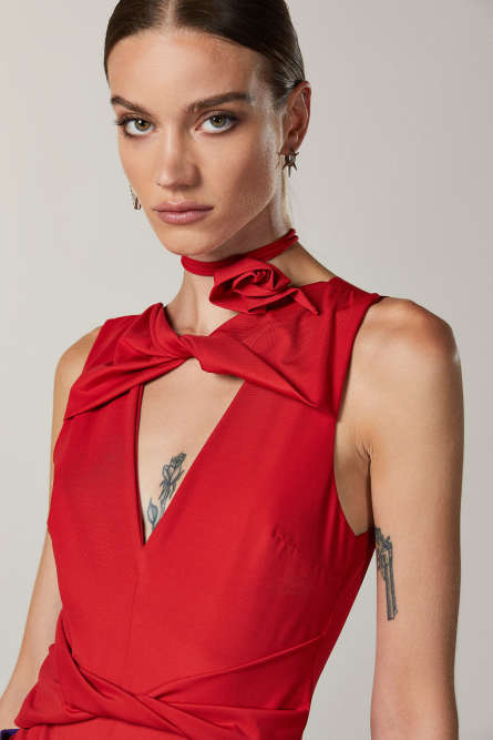 Knotted bodysuit, Red, Patrizia Pepe