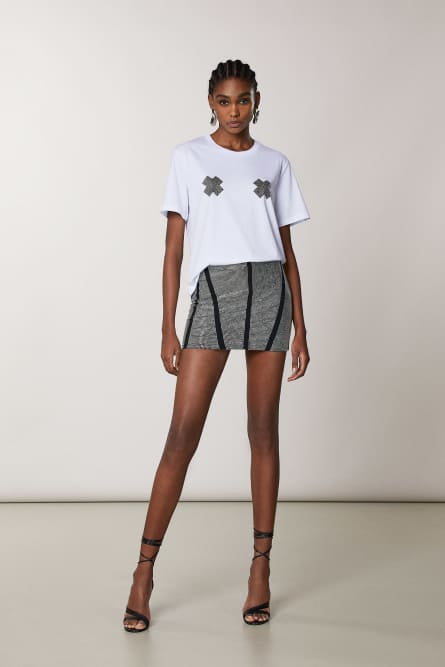 T-Shirt mit Strass, Wei&szlig;, Patrizia Pepe