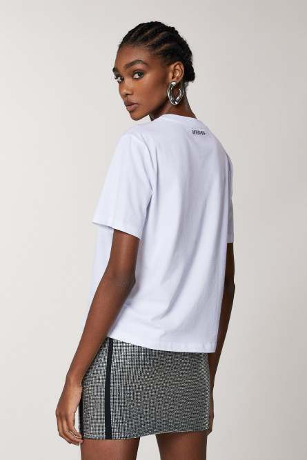 T-Shirt mit Strass, Wei&szlig;, Patrizia Pepe