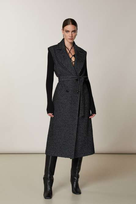 Long gilet coat, Black, Patrizia Pepe