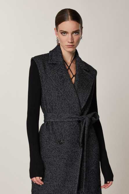 Long gilet coat, Black, Patrizia Pepe