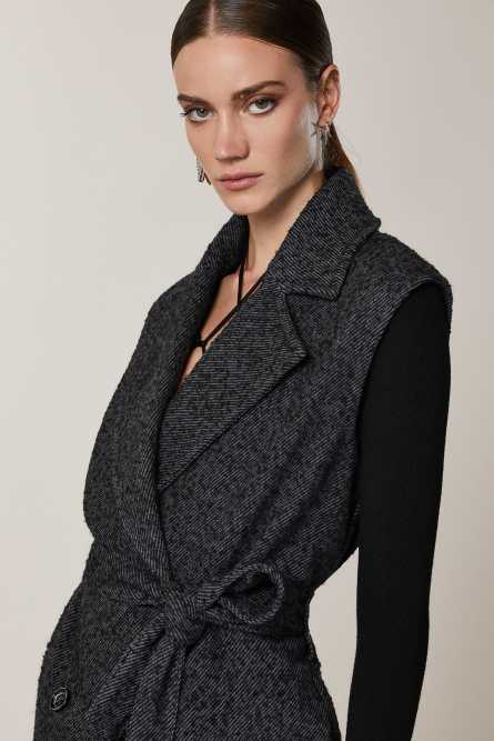 Long gilet coat, Black, Patrizia Pepe