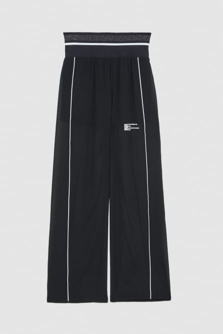 Chiffon palazzo pants, Black, Patrizia Pepe