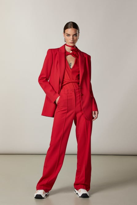 Boyfriend-cut palazzo pants, Red, Patrizia Pepe