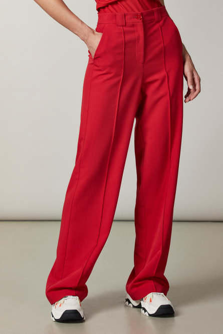 Boyfriend-cut palazzo pants, Red, Patrizia Pepe
