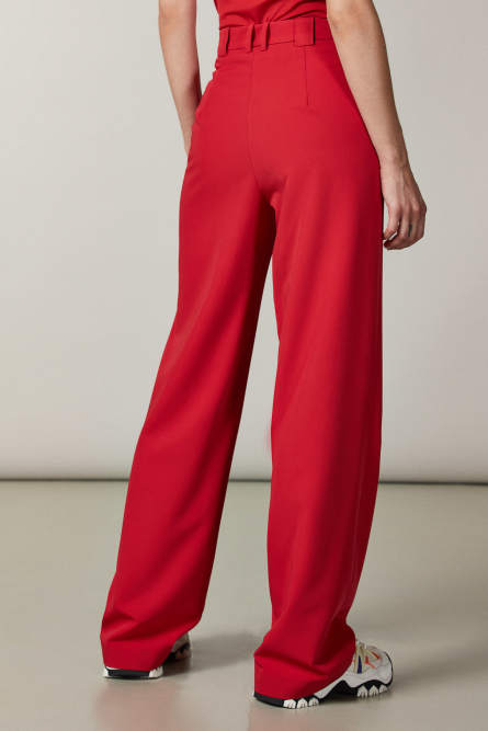 Boyfriend-cut palazzo pants, Red, Patrizia Pepe