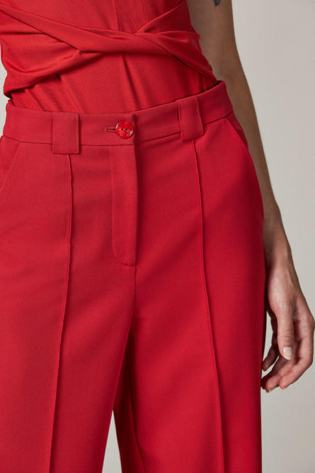 Boyfriend-cut palazzo pants, Red, Patrizia Pepe