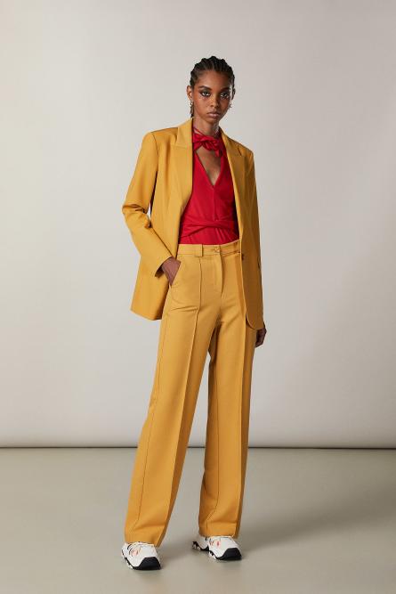 Boyfriend-cut palazzo pants, Yellow, Patrizia Pepe
