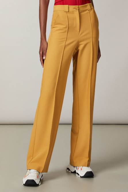 Boyfriend-cut palazzo pants, Yellow, Patrizia Pepe