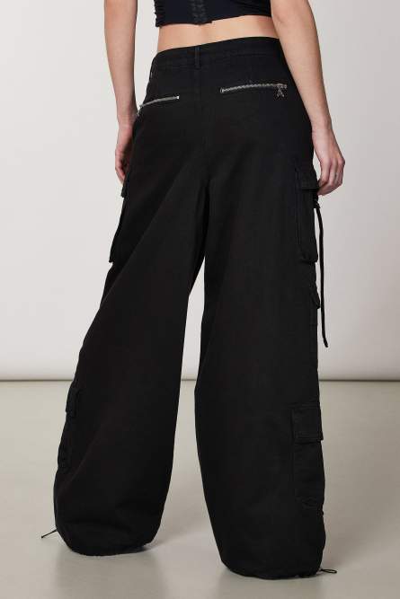 Oversized denim cargo pants, Black, Patrizia Pepe