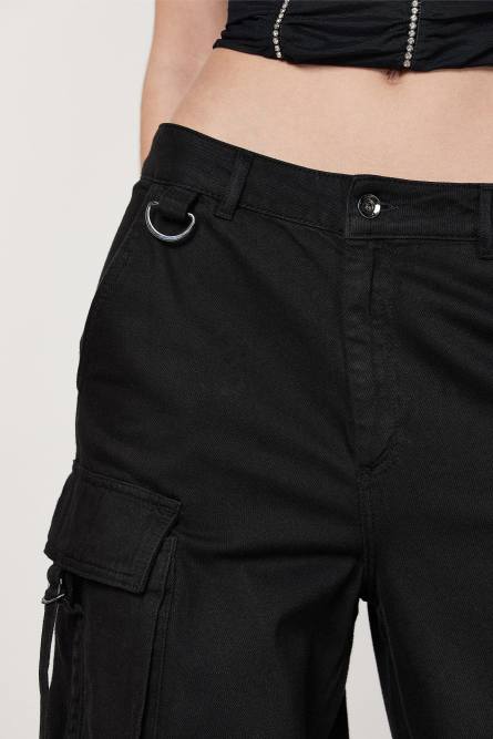 Oversized denim cargo pants, Black, Patrizia Pepe