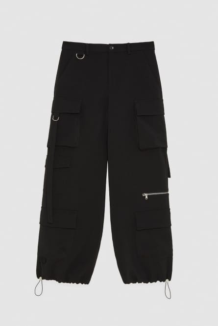 Oversized denim cargo pants, Black, Patrizia Pepe