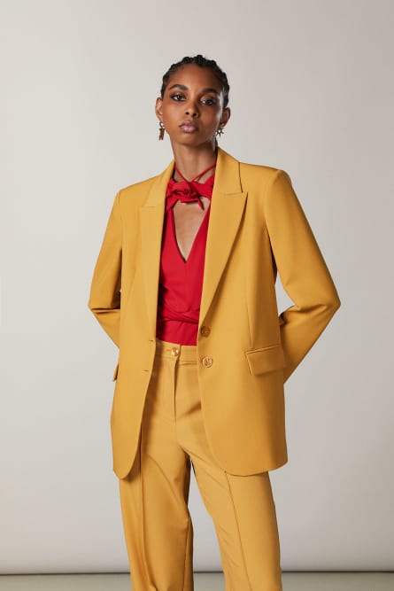 Maskulin geschnittener 2-Knopf-Blazer, Gelb, Patrizia Pepe