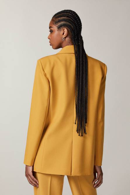 Maskulin geschnittener 2-Knopf-Blazer, Gelb, Patrizia Pepe