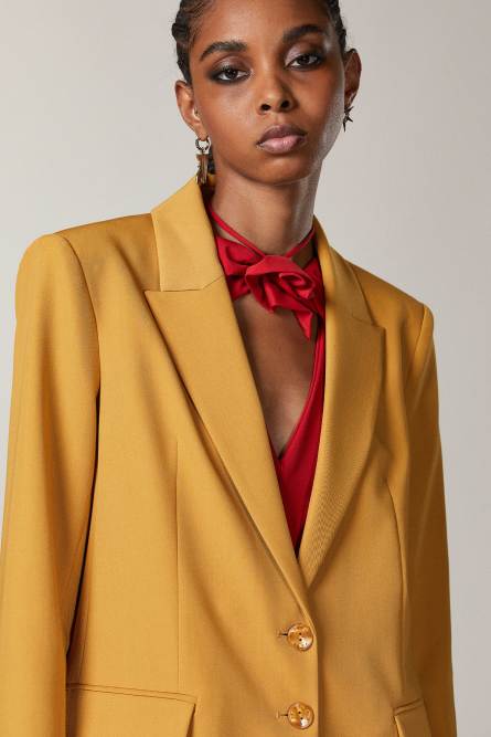 Maskulin geschnittener 2-Knopf-Blazer, Gelb, Patrizia Pepe