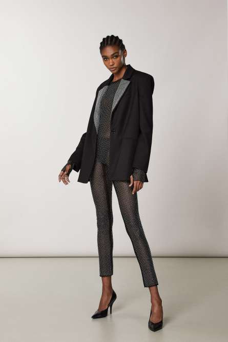 Long-sleeved tulle jumpsuit, Black, Patrizia Pepe