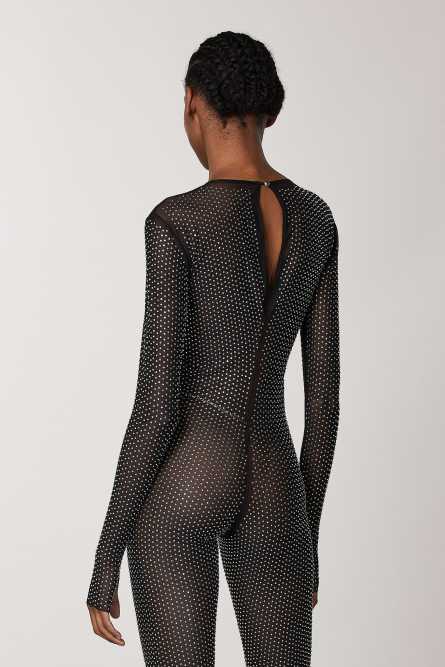 Long-sleeved tulle jumpsuit, Black, Patrizia Pepe