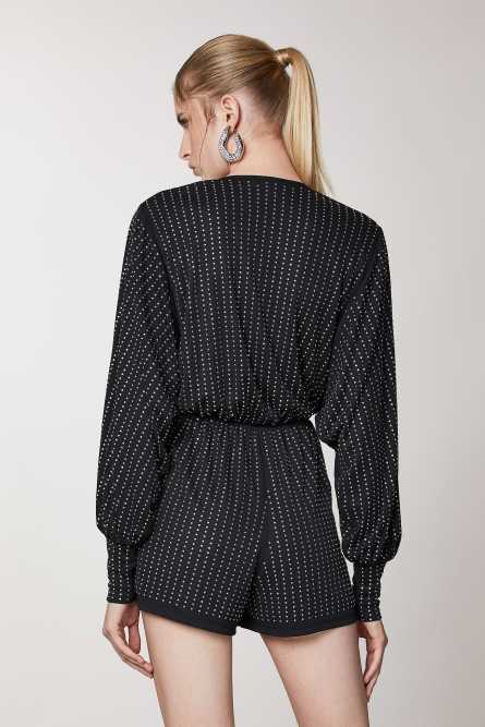 Мягкий комбинезон со стразами, Черный, Patrizia Pepe