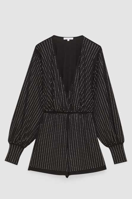 Мягкий комбинезон со стразами, Черный, Patrizia Pepe