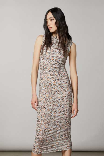 Abito tubino in tulle stretch, Arancione, Patrizia Pepe
