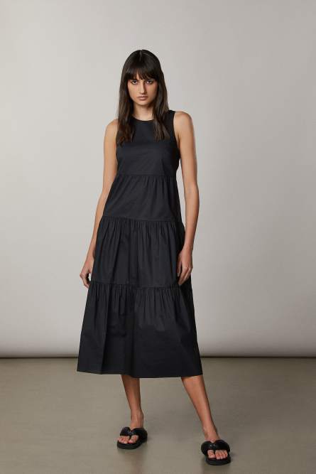 Abito svasato alla caviglia, Nero, Patrizia Pepe