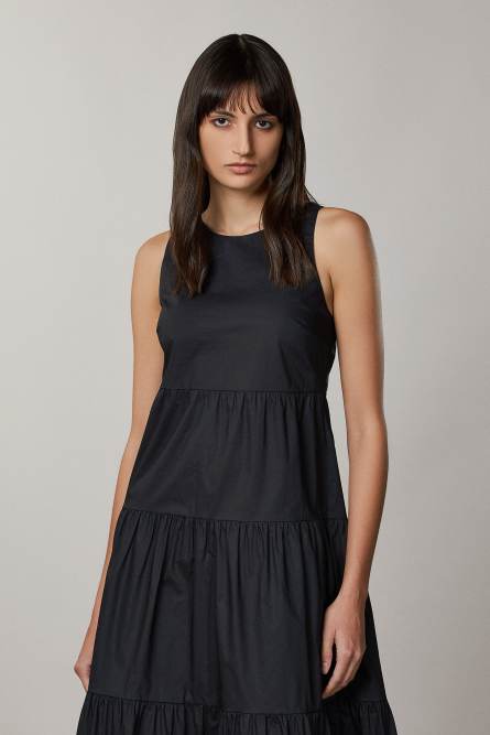 Abito svasato alla caviglia, Nero, Patrizia Pepe