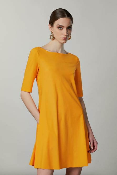 &ldquo;ESSENTIAL&rdquo; boat-neck mini dress, Yellow, Patrizia Pepe