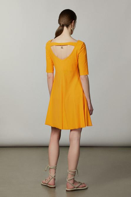 &ldquo;ESSENTIAL&rdquo; boat-neck mini dress, Yellow, Patrizia Pepe