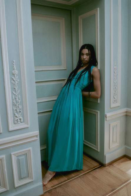 Long smocked dress, Green, Patrizia Pepe