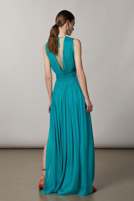 Long smocked dress, Green, Patrizia Pepe