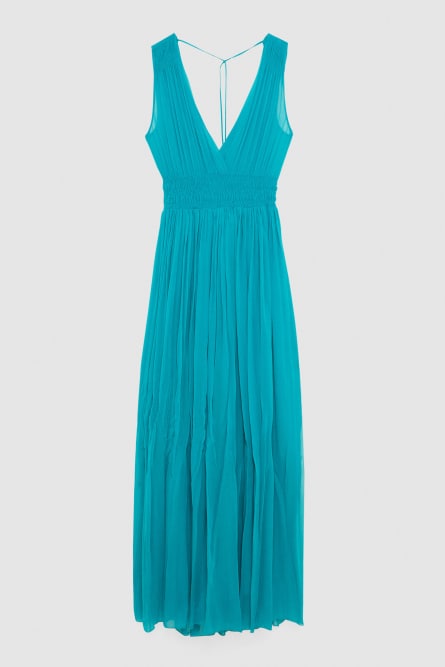 Long smocked dress, Green, Patrizia Pepe