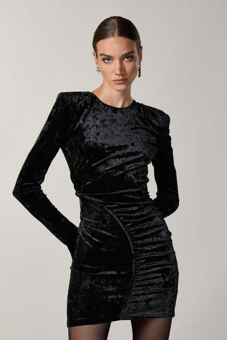 Robe en velours souple, Noir, Patrizia Pepe