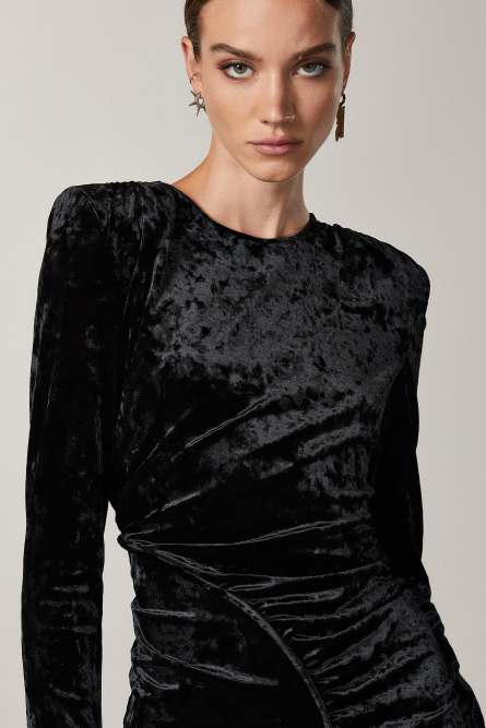 Robe en velours souple, Noir, Patrizia Pepe