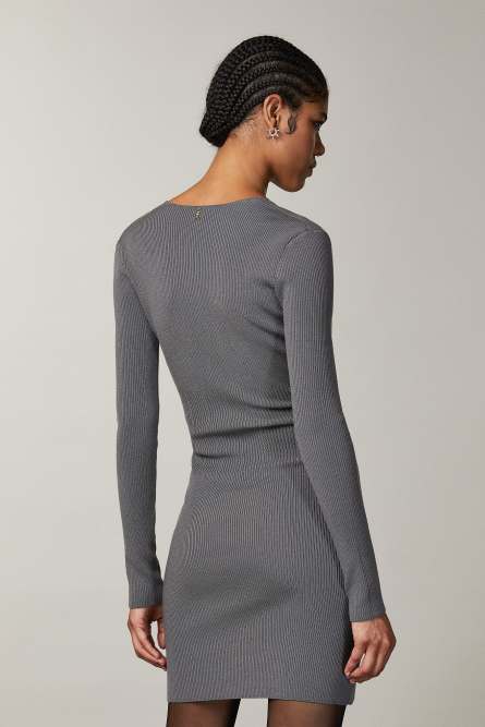 Slim-fit wrap dress, Grey, Patrizia Pepe