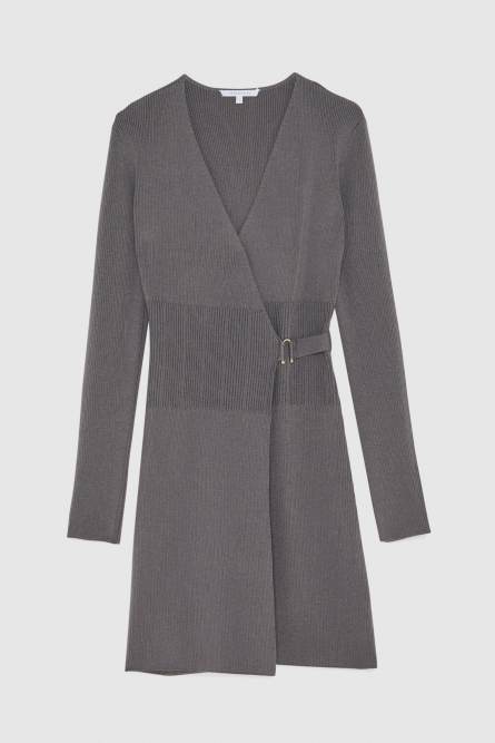 Slim-fit wrap dress, Grey, Patrizia Pepe