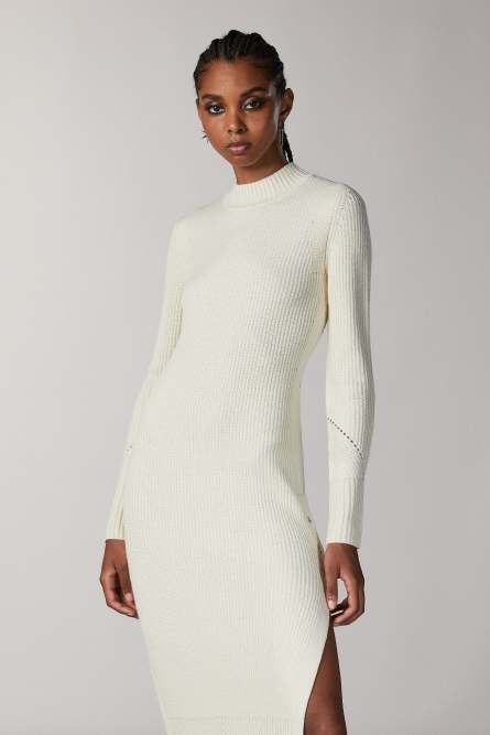 Slit midi dress, Beige, Patrizia Pepe