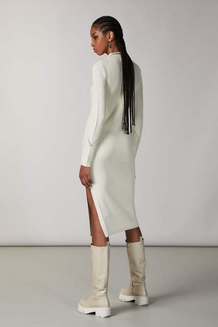 Slit midi dress, Beige, Patrizia Pepe