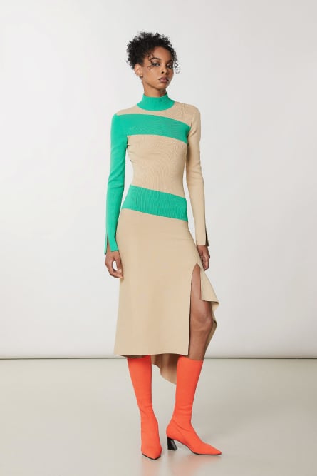 Zweifarbiges asymmetrisches Kleid, Mehrfarbig, Patrizia Pepe