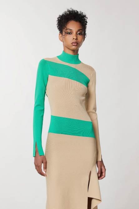 Zweifarbiges asymmetrisches Kleid, Mehrfarbig, Patrizia Pepe