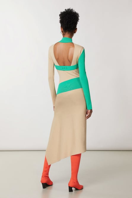 Zweifarbiges asymmetrisches Kleid, Mehrfarbig, Patrizia Pepe