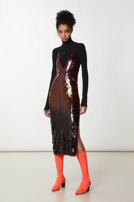 Long tulle dress with sequins, Red, Patrizia Pepe