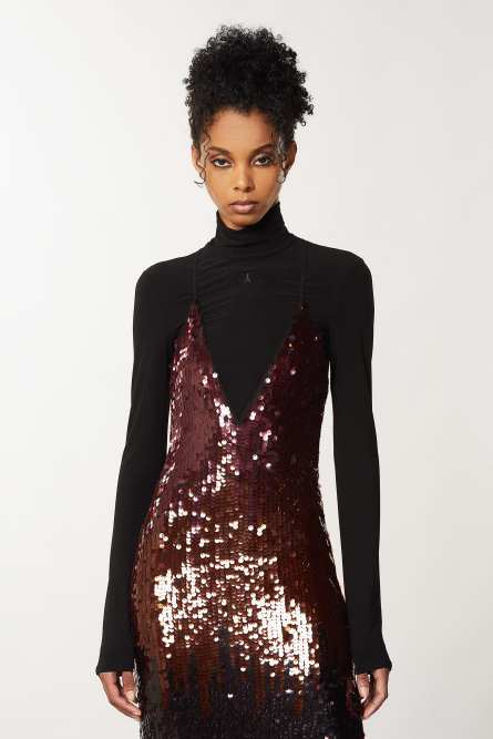 Long tulle dress with sequins, Red, Patrizia Pepe