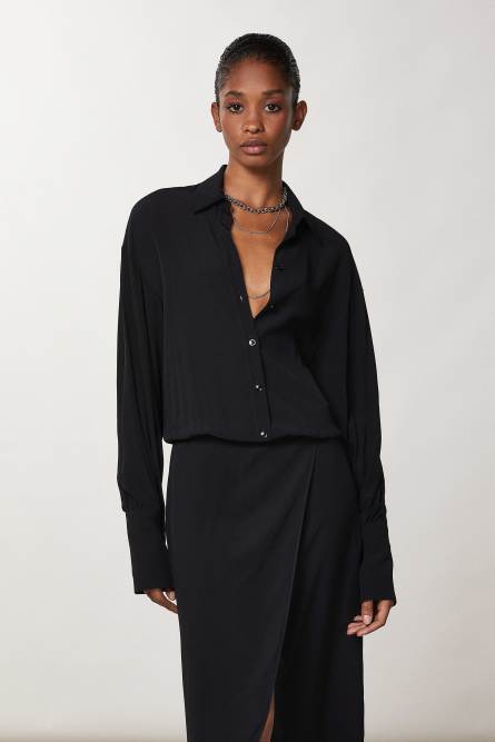直送商品 Black crepe shirt dress | Patrizia Pepe トップス