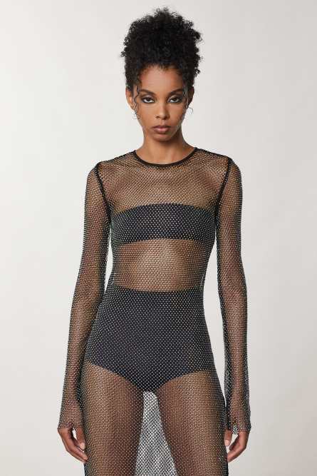 Robe avec strass, Noir, Patrizia Pepe